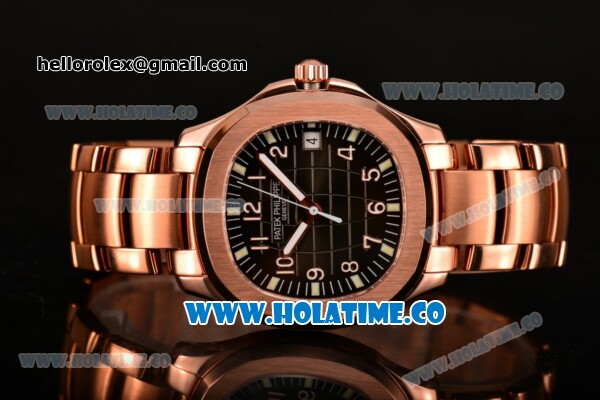 Patek Philippe Aquanaut Miyota 9015 Automatic Full Rose Gold with Black Dial and Arabic Numeral Markers (BP) - Click Image to Close